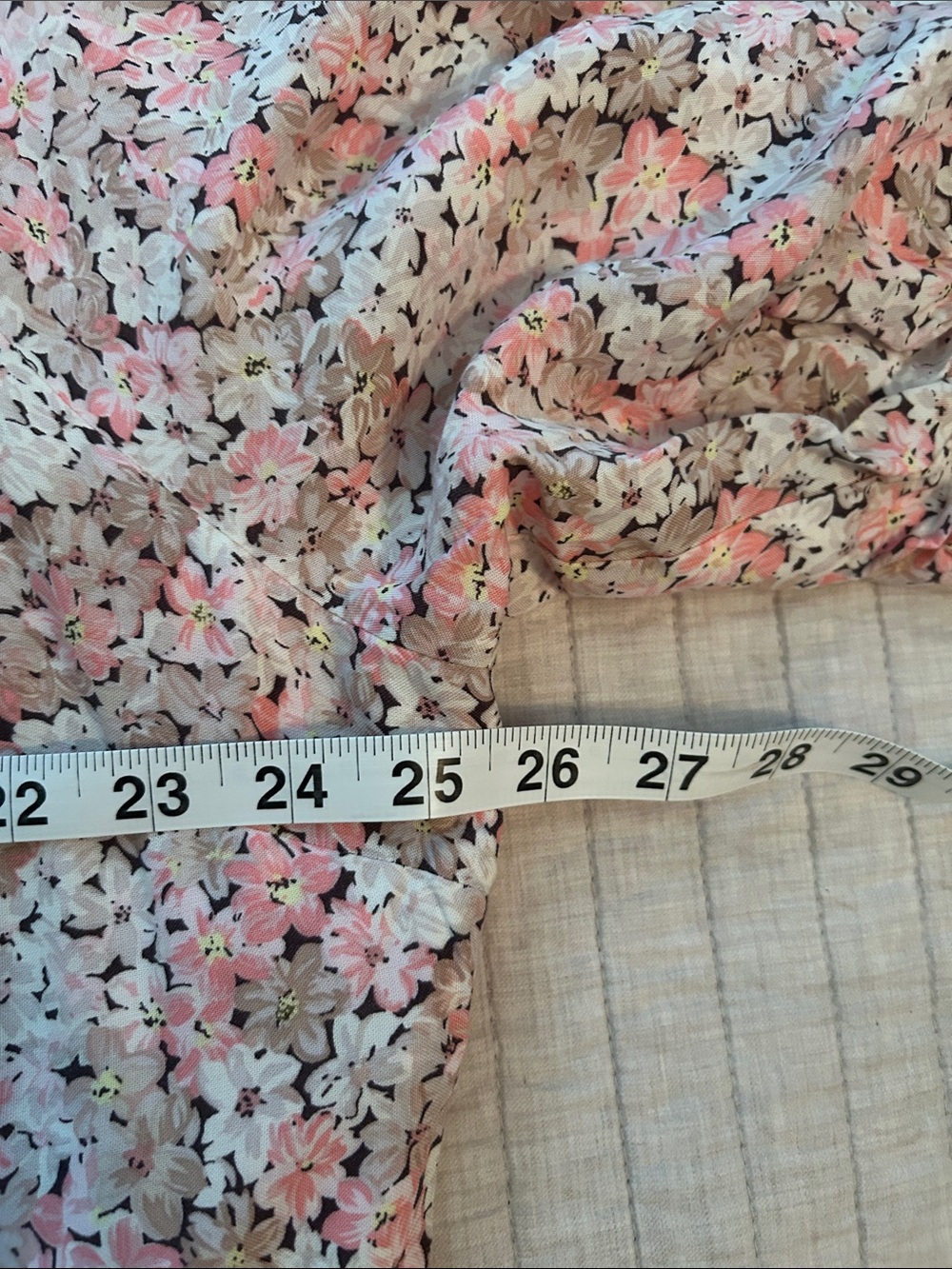 H&M brown tan cream, pink floral cottage V-neck tiered summer maxi dress XL - Picture 15 of 15